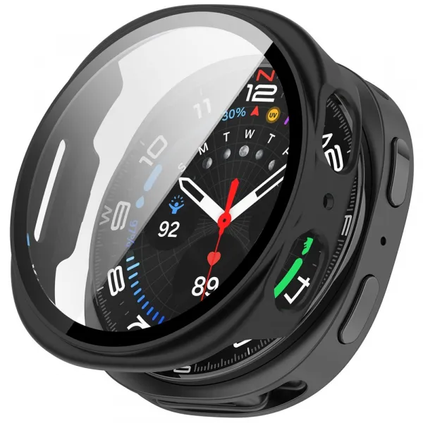 PC FULL COVER Plastový kryt so sklom pre Samsung Galaxy Watch8 40mm čierny