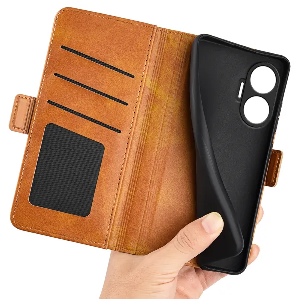 SIDE Peňaženkové puzdro pre Xiaomi Poco F7 svetlohnedé