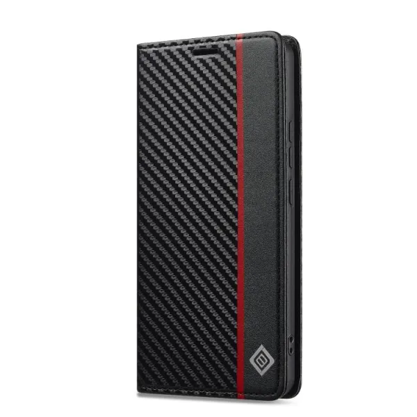 IMEEKE CARBON Peňaženkový obal pre Xiaomi Redmi Note 14 (EU verzia 164.8mm)