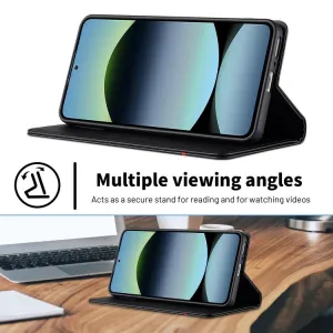 IMEEKE CARBON Peňaženkový obal pre Xiaomi Redmi Note 14 (EU verzia 164.8mm)