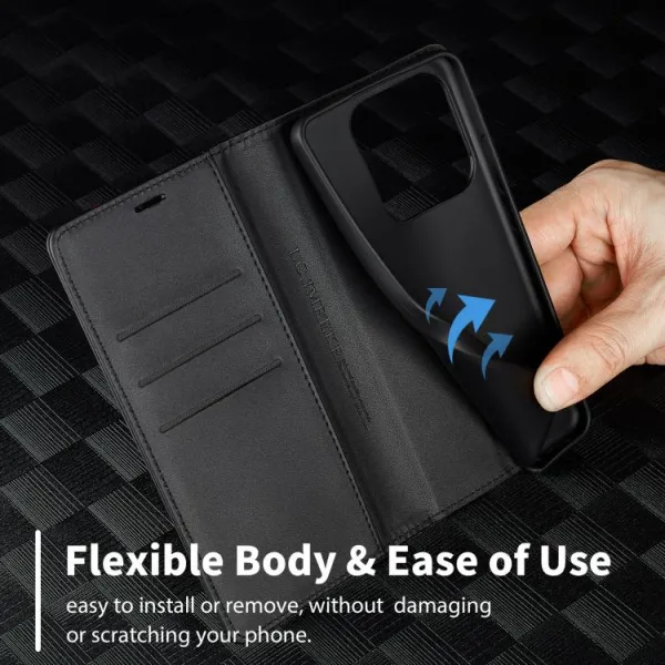 IMEEKE CARBON Peňaženkový obal pre Xiaomi Redmi Note 14 (EU verzia 164.8mm)