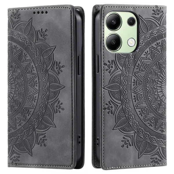 ART MANDALA Peňaženkový obal pre Xiaomi Redmi Note 13 šedý