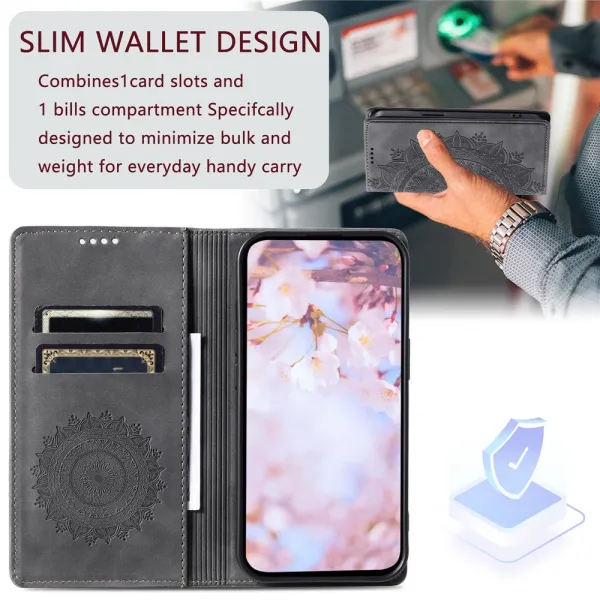ART MANDALA Peňaženkový obal pre Xiaomi Redmi Note 13 šedý