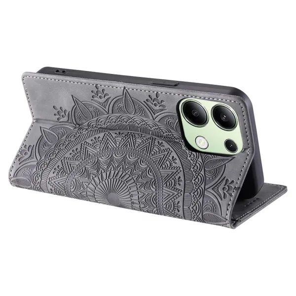 ART MANDALA Peňaženkový obal pre Xiaomi Redmi Note 13 šedý