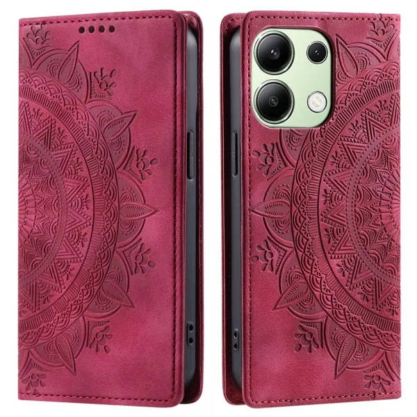 ART MANDALA Peňaženkový obal pre Xiaomi Redmi Note 13 červený