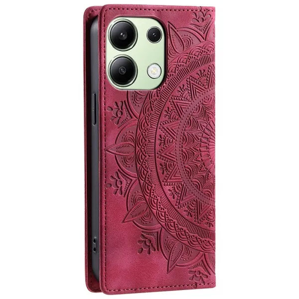 ART MANDALA Peňaženkový obal pre Xiaomi Redmi Note 13 červený