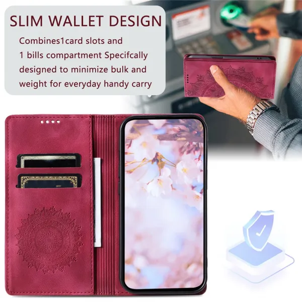 ART MANDALA Peňaženkový obal pre Xiaomi Redmi Note 13 červený