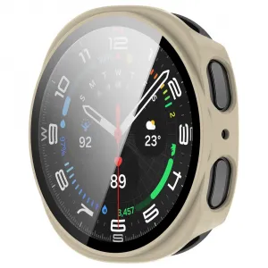 PC FULL COVER Plastový kryt so sklom pre Samsung Galaxy Watch8 44mm IVORY WHITE