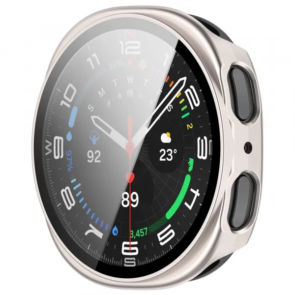 PC FULL COVER Plastový kryt so sklom pre Samsung Galaxy Watch8 40mm STARLIGHT