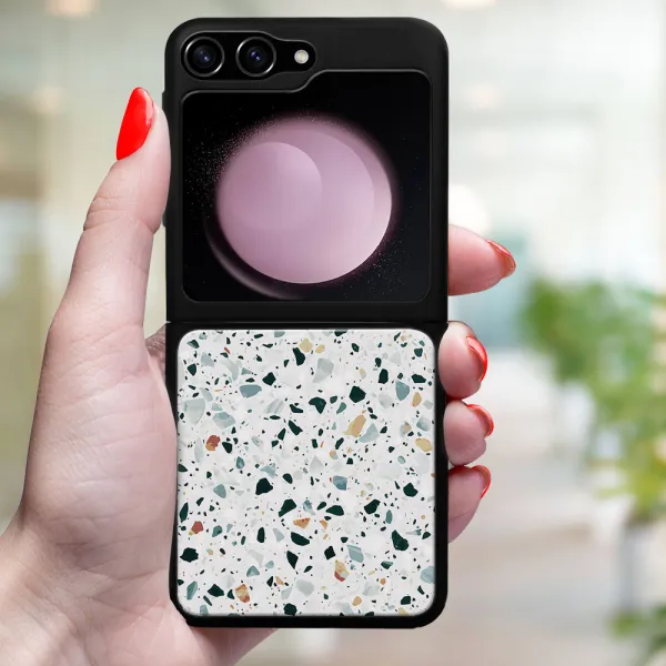 MY ART Ochranný kryt pre Samsung Galaxy Z Flip7 FE 5G / Flip6 5G GREY TERRAZZO (163)