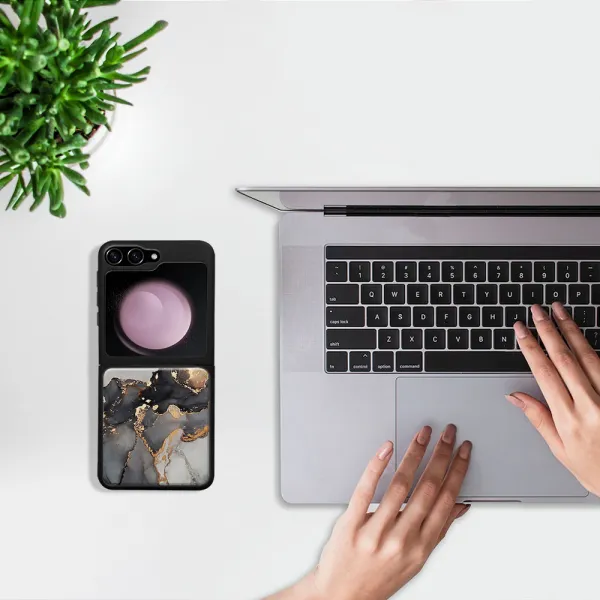 MY ART Ochranný kryt pre Samsung Galaxy Z Flip7 FE 5G / Flip6 5G GREY MARBLE (140)