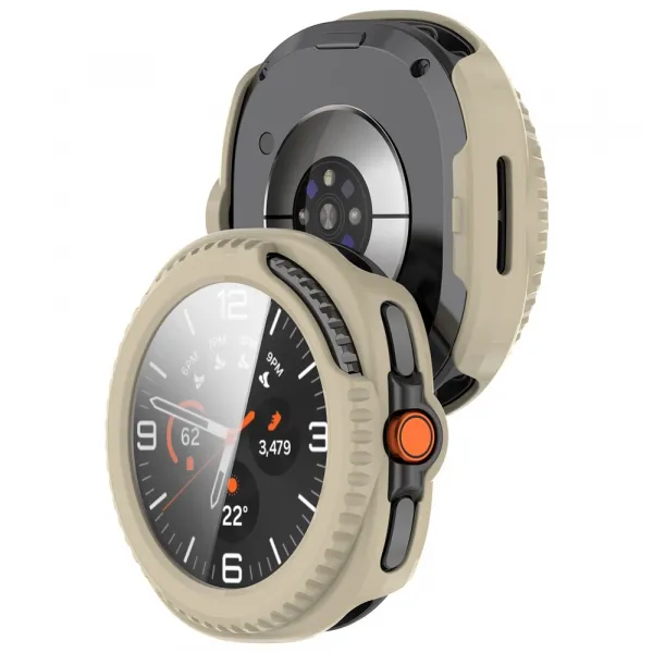 PC FULL COVER Plastový kryt so sklom pre Samsung Galaxy Watch8 Classic 46mm IVORY