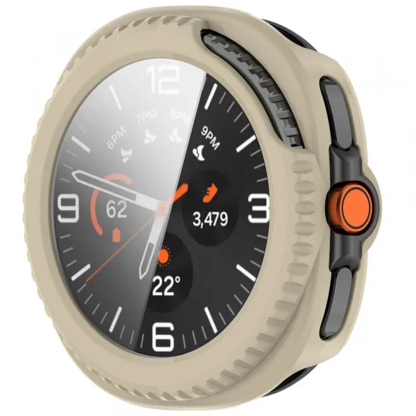 PC FULL COVER Plastový kryt so sklom pre Samsung Galaxy Watch8 Classic 46mm IVORY