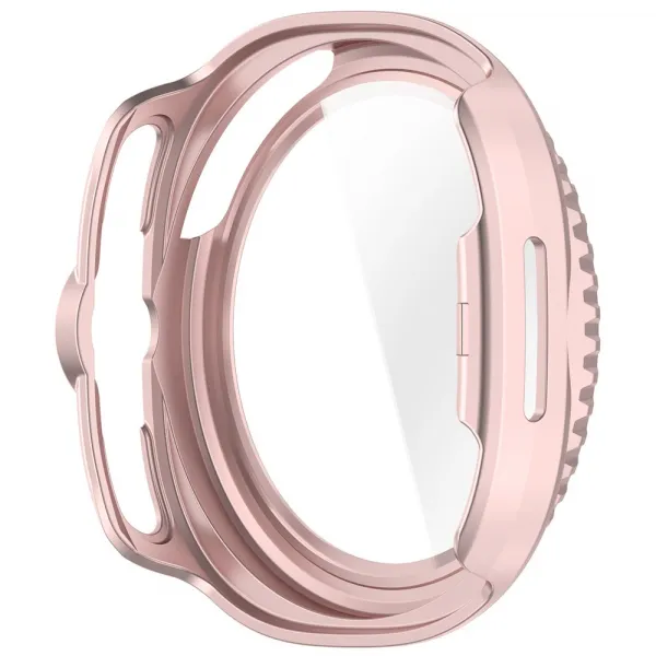 PC FULL COVER Plastový kryt so sklom pre Samsung Galaxy Watch8 Classic 46mm metalický ružový