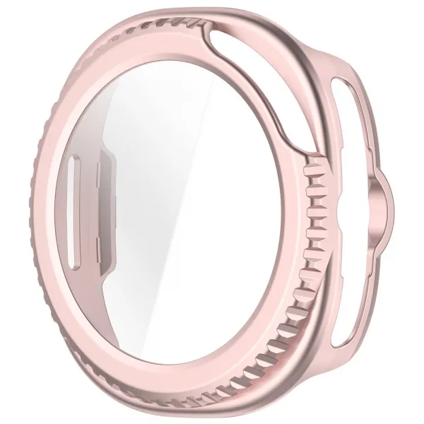 PC FULL COVER Plastový kryt so sklom pre Samsung Galaxy Watch8 Classic 46mm metalický ružový