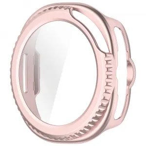 PC FULL COVER Plastový kryt so sklom pre Samsung Galaxy Watch8 Classic 46mm metalický ružový