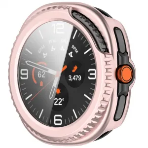 PC FULL COVER Plastový kryt so sklom pre Samsung Galaxy Watch8 Classic 46mm metalický ružový