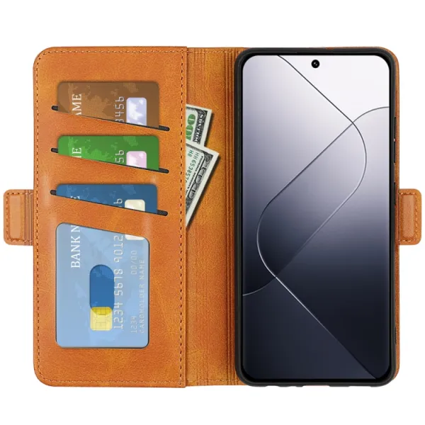 SIDE Peňaženkové puzdro pre Xiaomi 14 svetlohnedé