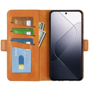 SIDE Peňaženkové puzdro pre Xiaomi 14 svetlohnedé