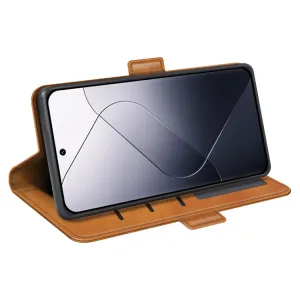 SIDE Peňaženkové puzdro pre Xiaomi 14 svetlohnedé