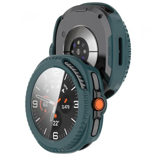 PC FULL COVER Plastový kryt so sklom pre Samsung Galaxy Watch8 Classic 46mm zelený
