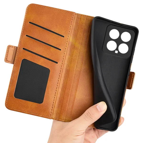 SIDE Peňaženkové puzdro pre Xiaomi 14 svetlohnedé