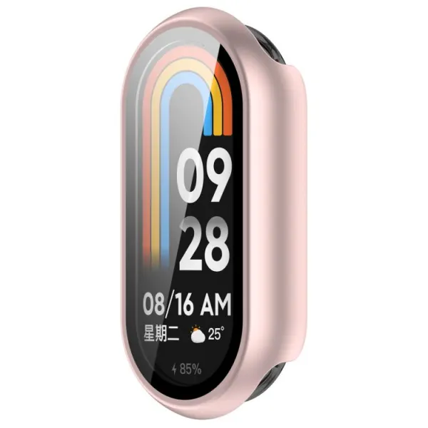 PC FULL COVER Plastový kryt so sklom pre Xiaomi Smart Band 10 / 10 NFC metalický ružový