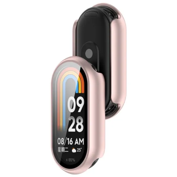 PC FULL COVER Plastový kryt so sklom pre Xiaomi Smart Band 10 / 10 NFC metalický ružový