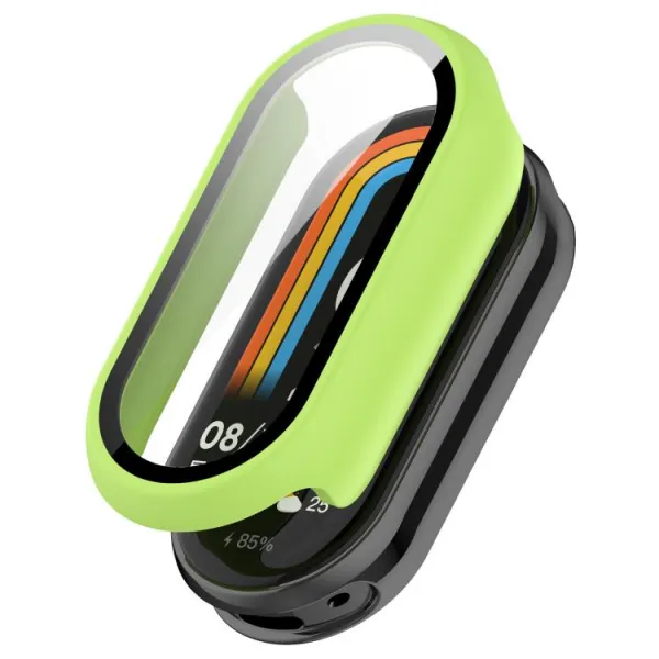 PC FULL COVER Plastový kryt so sklom pre Xiaomi Smart Band 10 / 10 NFC svetlozelený