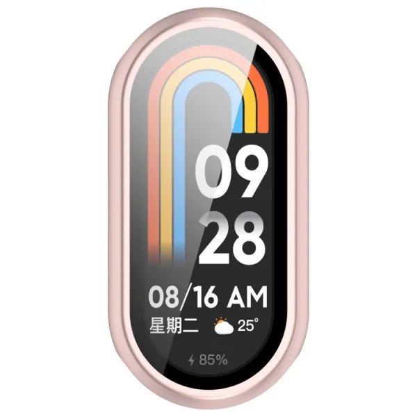PC FULL COVER Plastový kryt so sklom pre Xiaomi Smart Band 10 / 10 NFC metalický ružový