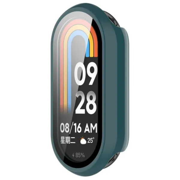 PC FULL COVER Plastový kryt so sklom pre Xiaomi Smart Band 10 / 10 NFC tmavozelený
