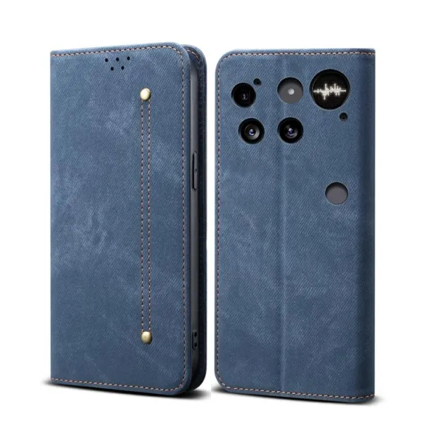 DENIM Peňaženkový kryt pre Nothing Phone (3) modrý
