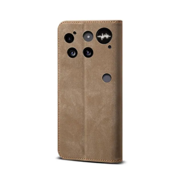 DENIM Peňaženkový kryt pre Nothing Phone (3) šedohnedý