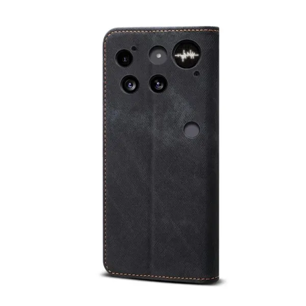 DENIM Peňaženkový kryt pre Nothing Phone (3) čierny
