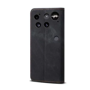 DENIM Peňaženkový kryt pre Nothing Phone (3) čierny