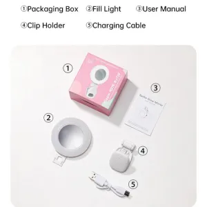 PROTEMIO CLIP-ON Selfie ring so zrkadlom ružový