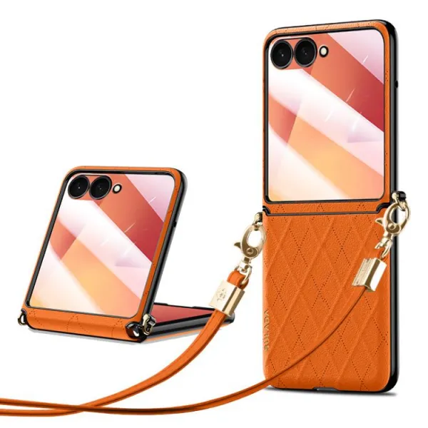 SULADA ELEGANT Ochranný kryt s remienkom Samsung Galaxy Z Flip7 5G oranžový