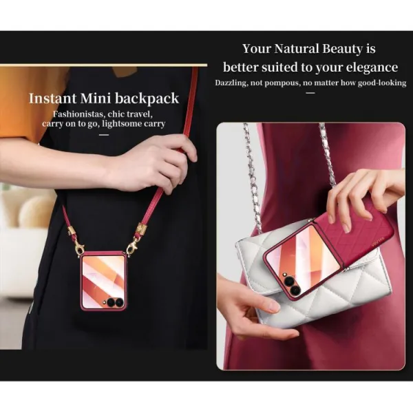 SULADA ELEGANT Ochranný kryt s remienkom Samsung Galaxy Z Flip7 5G čierny