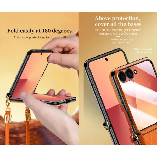 SULADA ELEGANT Ochranný kryt s remienkom Samsung Galaxy Z Flip7 5G čierny