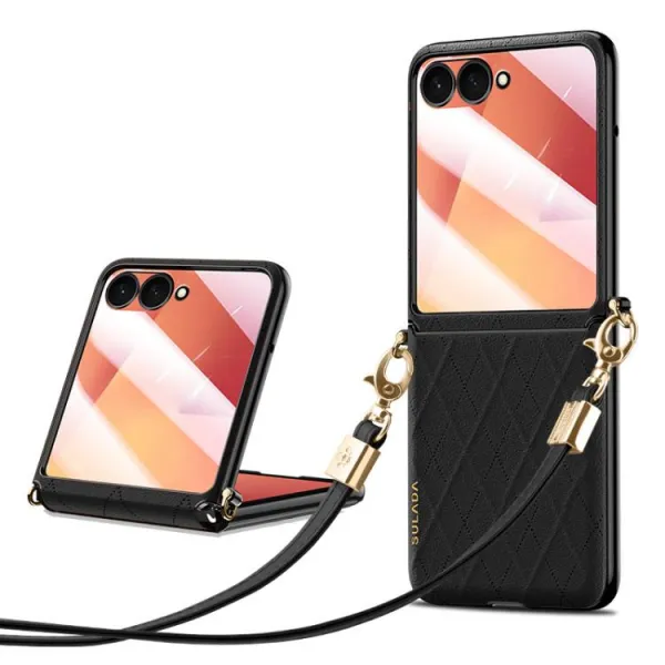 SULADA ELEGANT Ochranný kryt s remienkom Samsung Galaxy Z Flip7 5G čierny