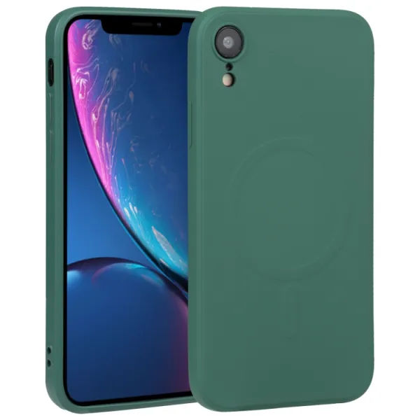 RUBBER MAGSAFE Silikónový kryt pre Apple iPhone XR tmavozelený