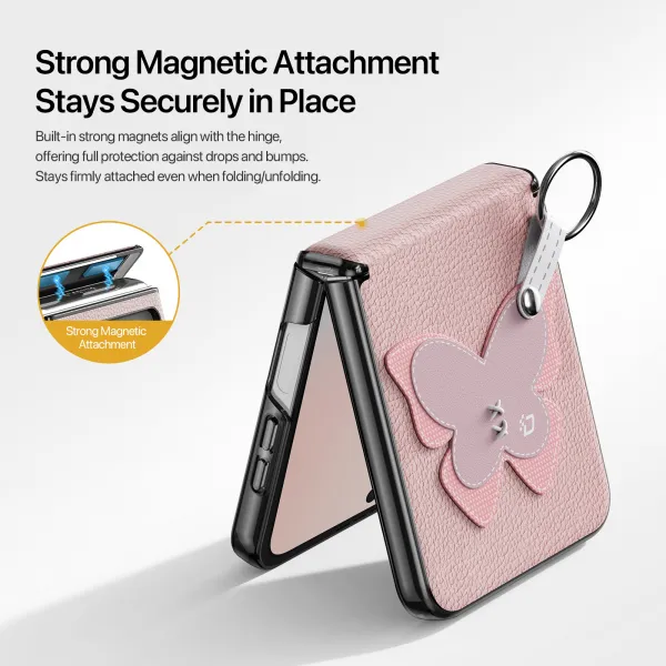 DUX LUVY Obal so šnúrkou pre Samsung Galaxy Z Flip7 FE 5G / Flip6 5G PINK BUTTERFLY