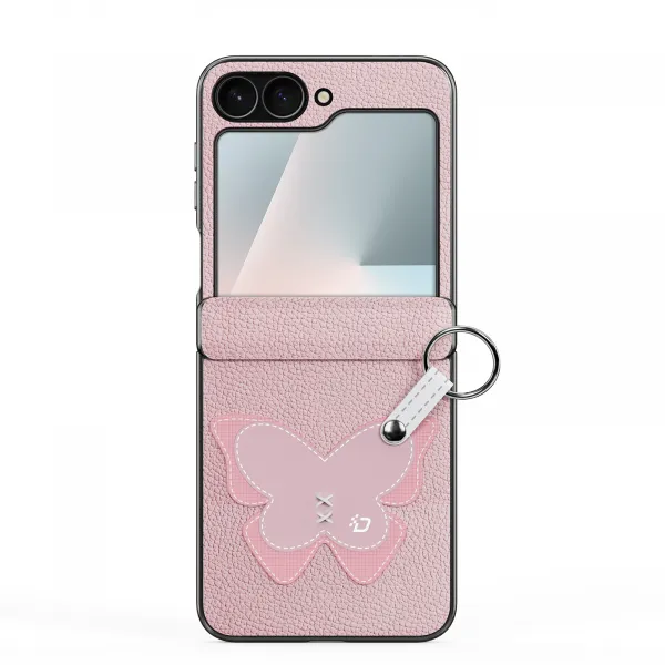 DUX LUVY Obal so šnúrkou pre Samsung Galaxy Z Flip7 FE 5G / Flip6 5G PINK BUTTERFLY