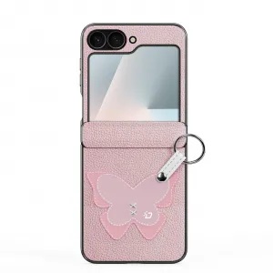 DUX LUVY Obal so šnúrkou pre Samsung Galaxy Z Flip7 FE 5G / Flip6 5G PINK BUTTERFLY
