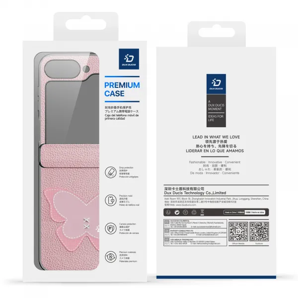 DUX LUVY Obal so šnúrkou pre Samsung Galaxy Z Flip7 FE 5G / Flip6 5G PINK BUTTERFLY