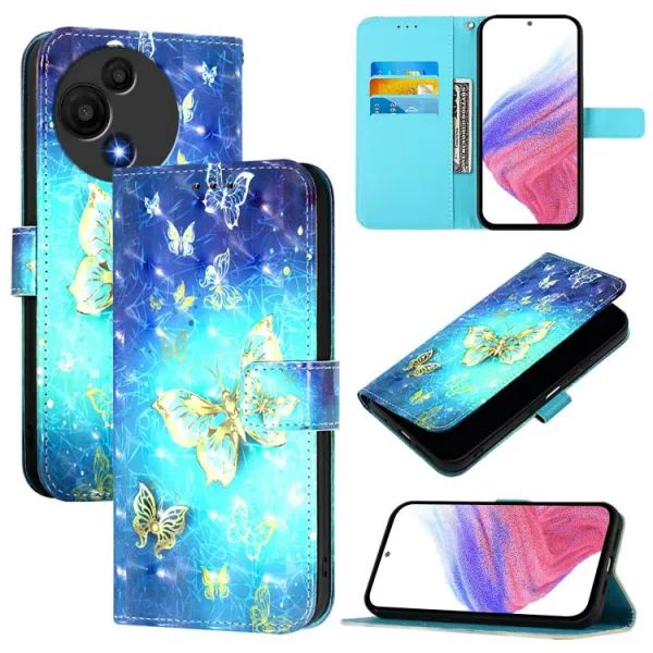 ART Peňaženkový kryt pre TCL 605 / TCL 60 SE GOLDEN BUTTERFLY