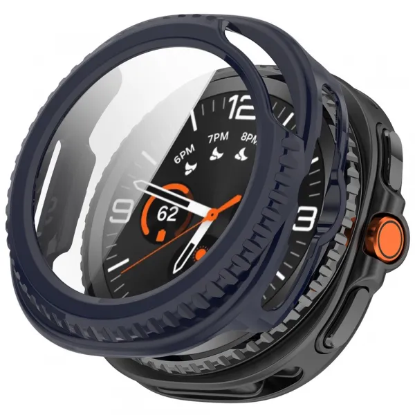 PC FULL COVER Plastový kryt so sklom pre Samsung Galaxy Watch8 Classic 46mm modrý
