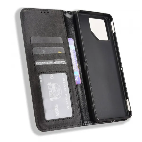 BUSINESS Peňaženkové puzdro pre Asus ROG Phone 9 / ROG Phone 9 Pro čierne