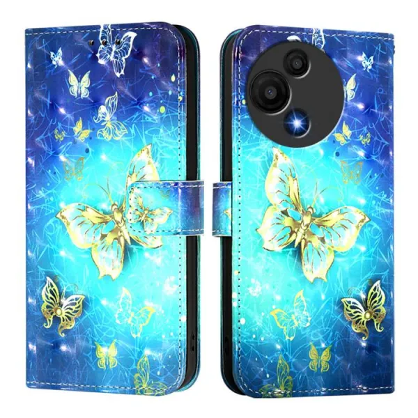 ART Peňaženkový kryt pre TCL 605 / TCL 60 SE GOLDEN BUTTERFLY