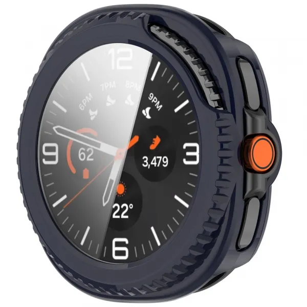 PC FULL COVER Plastový kryt so sklom pre Samsung Galaxy Watch8 Classic 46mm modrý